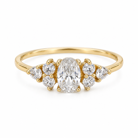 Anillo de promesa c/zirconia corte oval Oro 10k